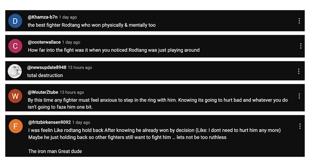 Comments from YouTube